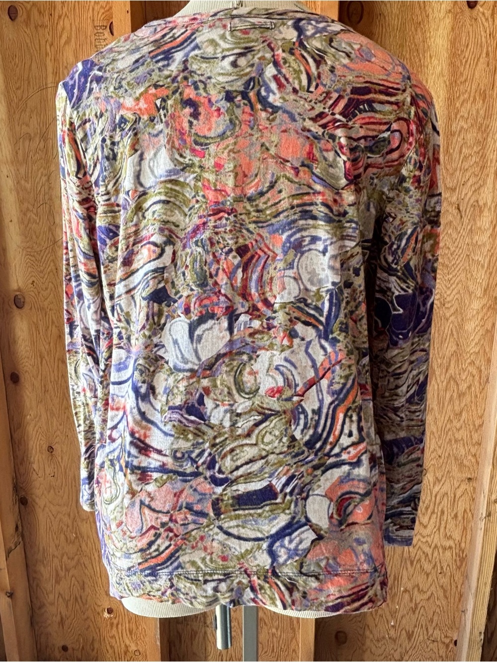 Simply Vera Abstract Multicolor Long Sleeve Pullover Top 100% Cotton Top Size XL - Picture 3 of 8
